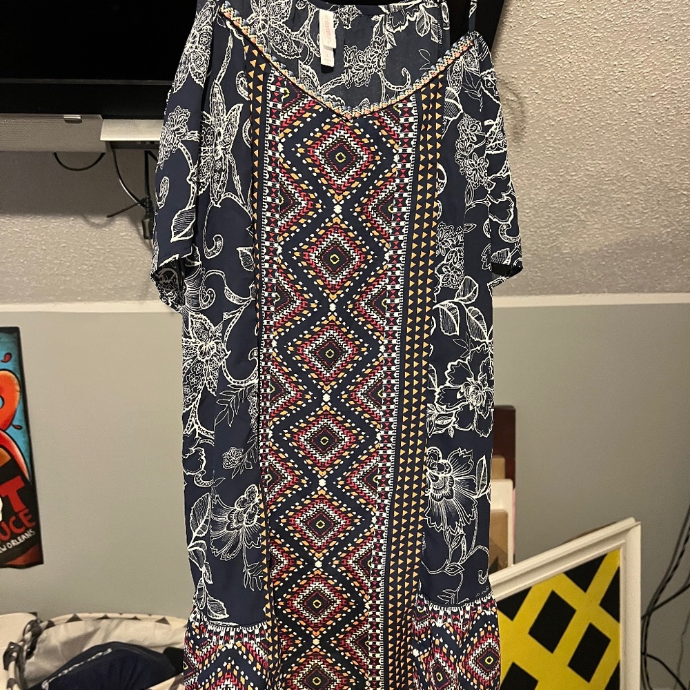 Navy and white dress